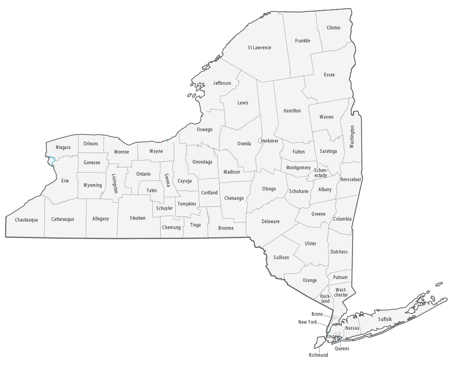 New York County Map Glossy Poster Picture Photo Print Banner  Booma Prints