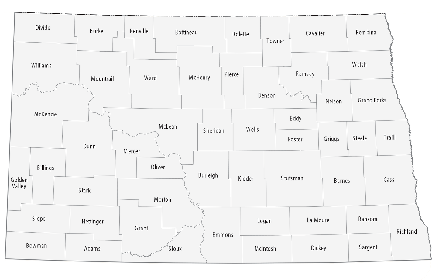 North Dakota County Map Glossy Poster Picture Photo Print Banner  Booma Prints