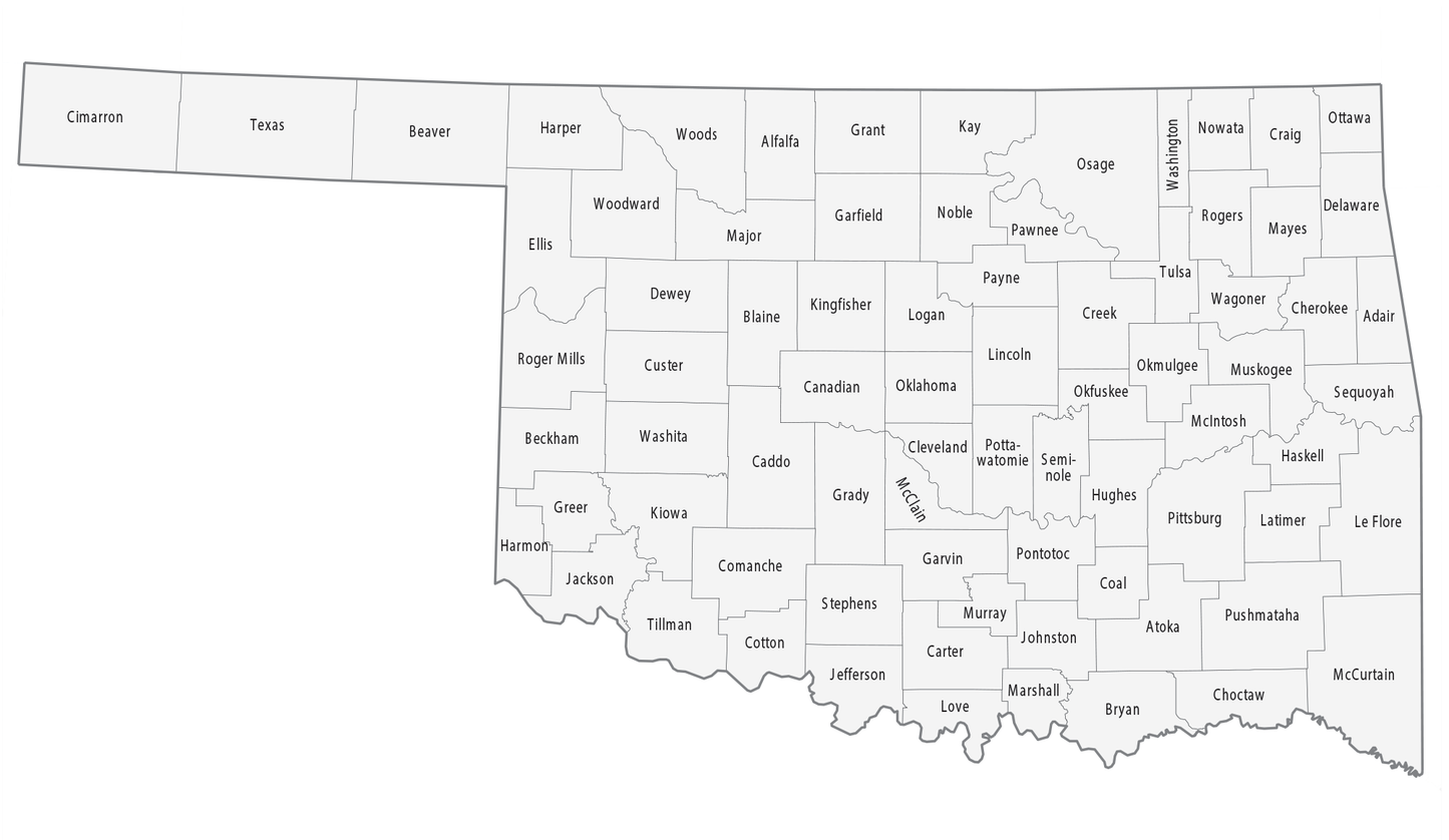 Oklahoma County Map Glossy Poster Picture Photo Print Banner  Booma Prints