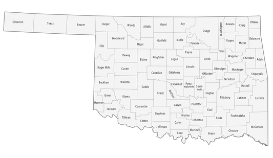 Oklahoma County Map Glossy Poster Picture Photo Print Banner  Booma Prints