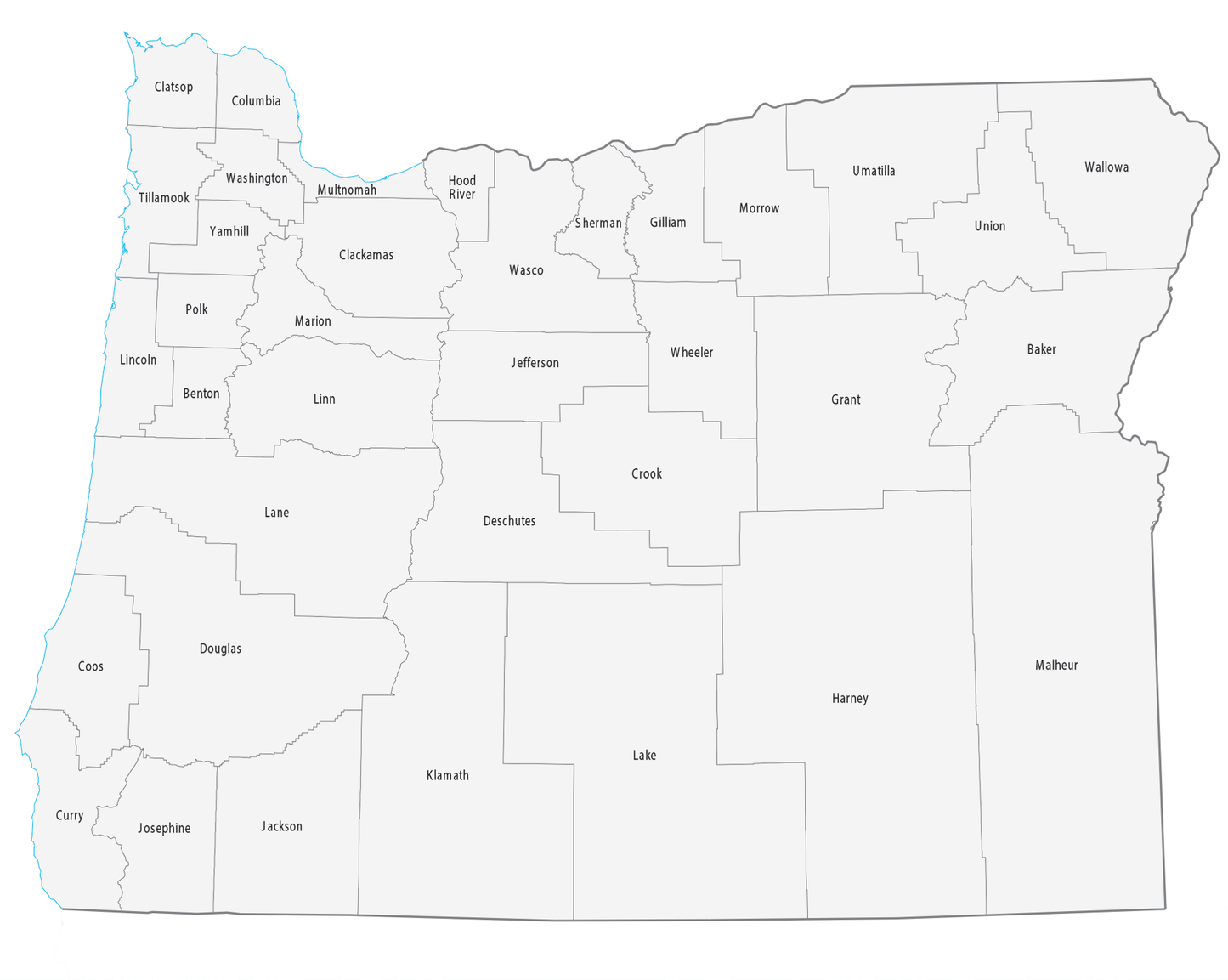 Oregon County Map Glossy Poster Picture Photo Print Banner  Booma Prints