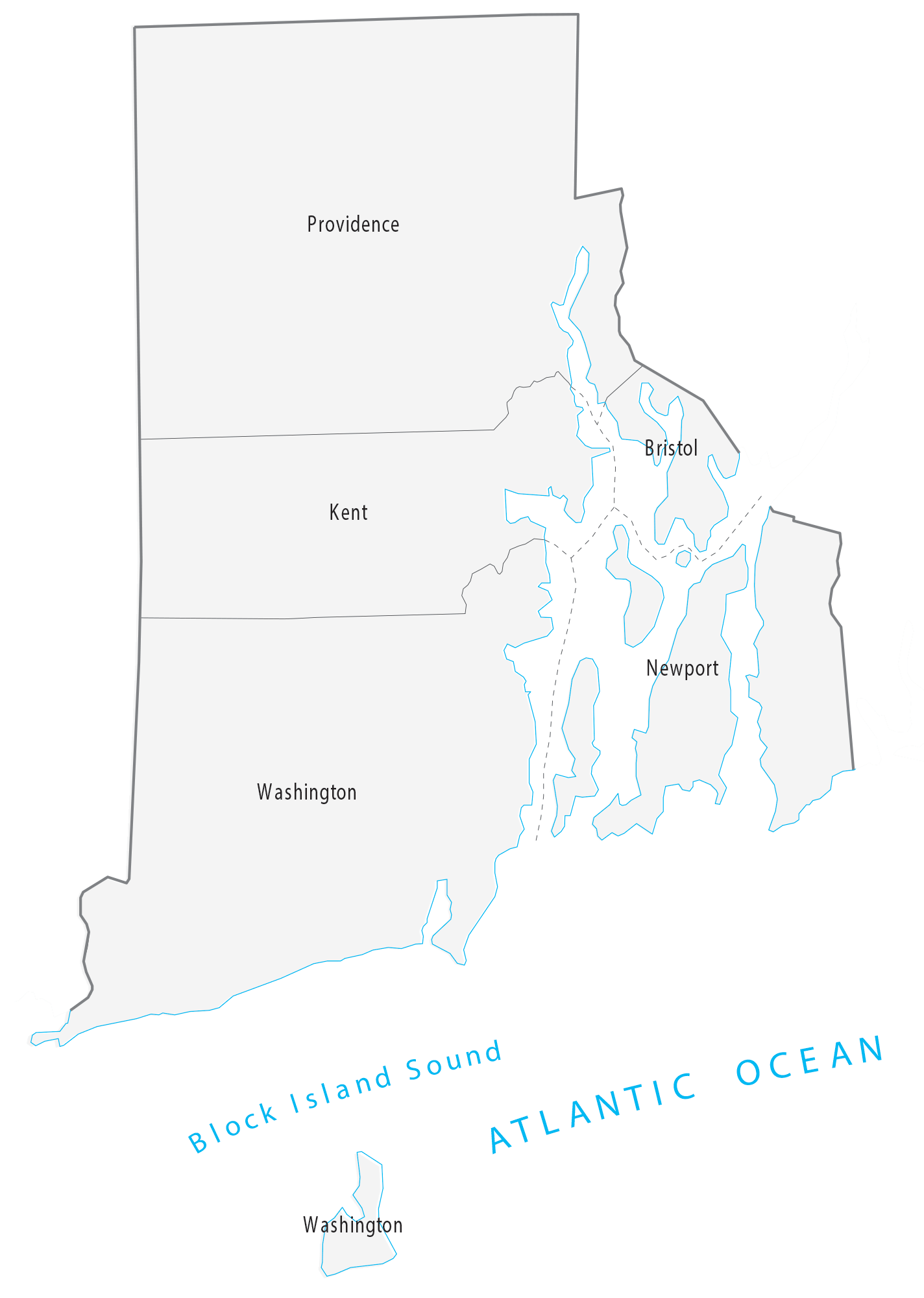 Rhode Island County Map Glossy Poster Picture Photo Print Banner  Booma Prints