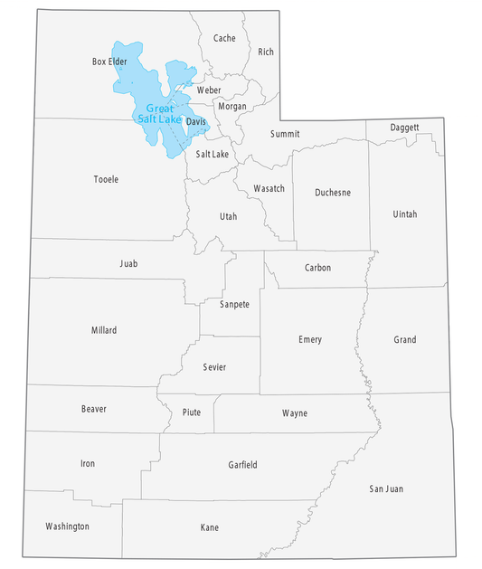 Utah County Map Glossy Poster Picture Photo Print Banner  Booma Prints