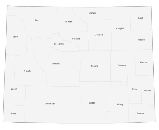 Wyoming County Map Glossy Poster Picture Photo Print Banner  Booma Prints