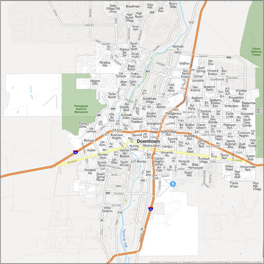 Albuquerque Neighborhood Map Glossy Poster Picture Photo Print Banner  Booma Prints