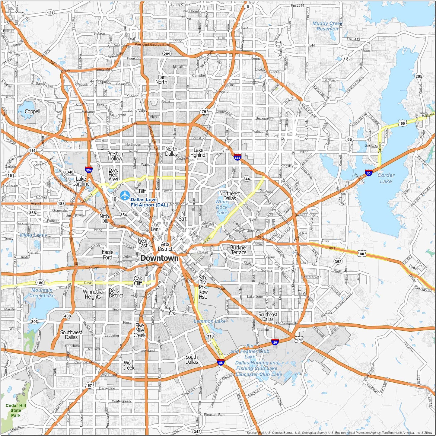 Dallas Neighborhood Map Glossy Poster Picture Photo Print Banner  Booma Prints