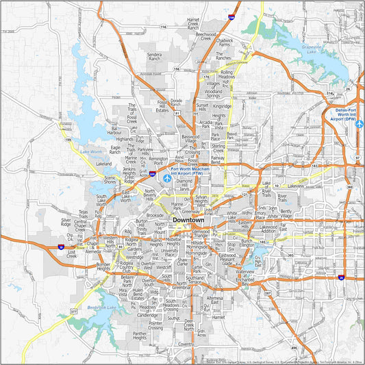 Fort Worth Neighborhood Map Glossy Poster Picture Photo Print Banner  Booma Prints