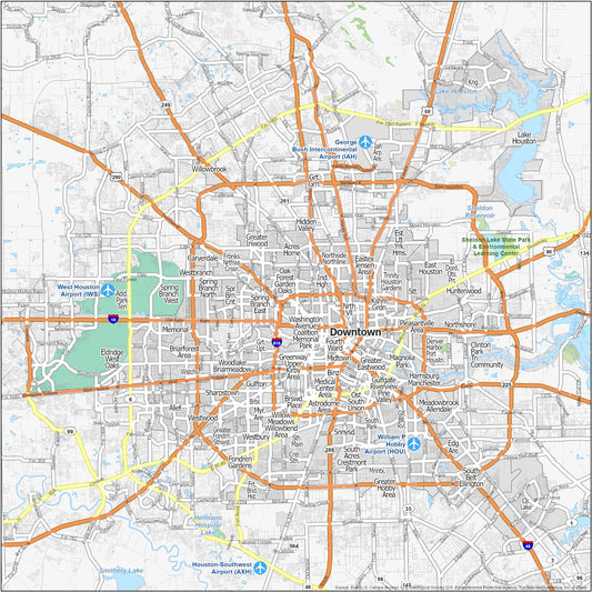 Houston Neighborhood Map Glossy Poster Picture Photo Print Banner  Booma Prints