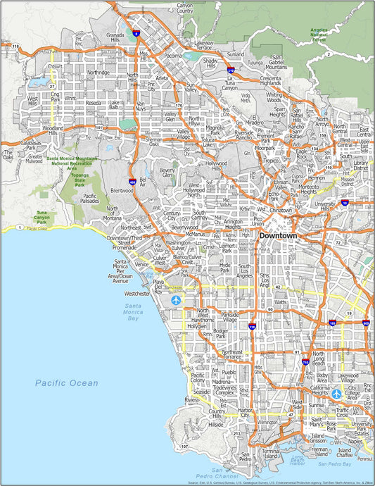 Los Angeles La Neighborhood Map Glossy Poster Picture Photo Print Banner  Booma Prints