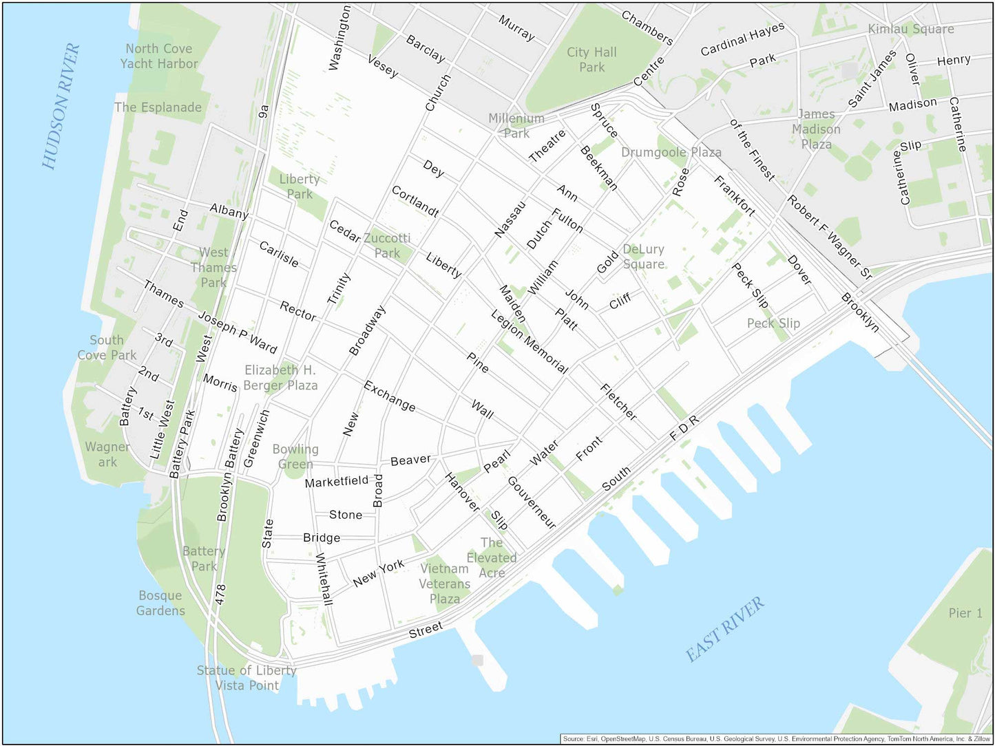 Nyc Financial District Map Glossy Poster Picture Photo Print Banner  Booma Prints