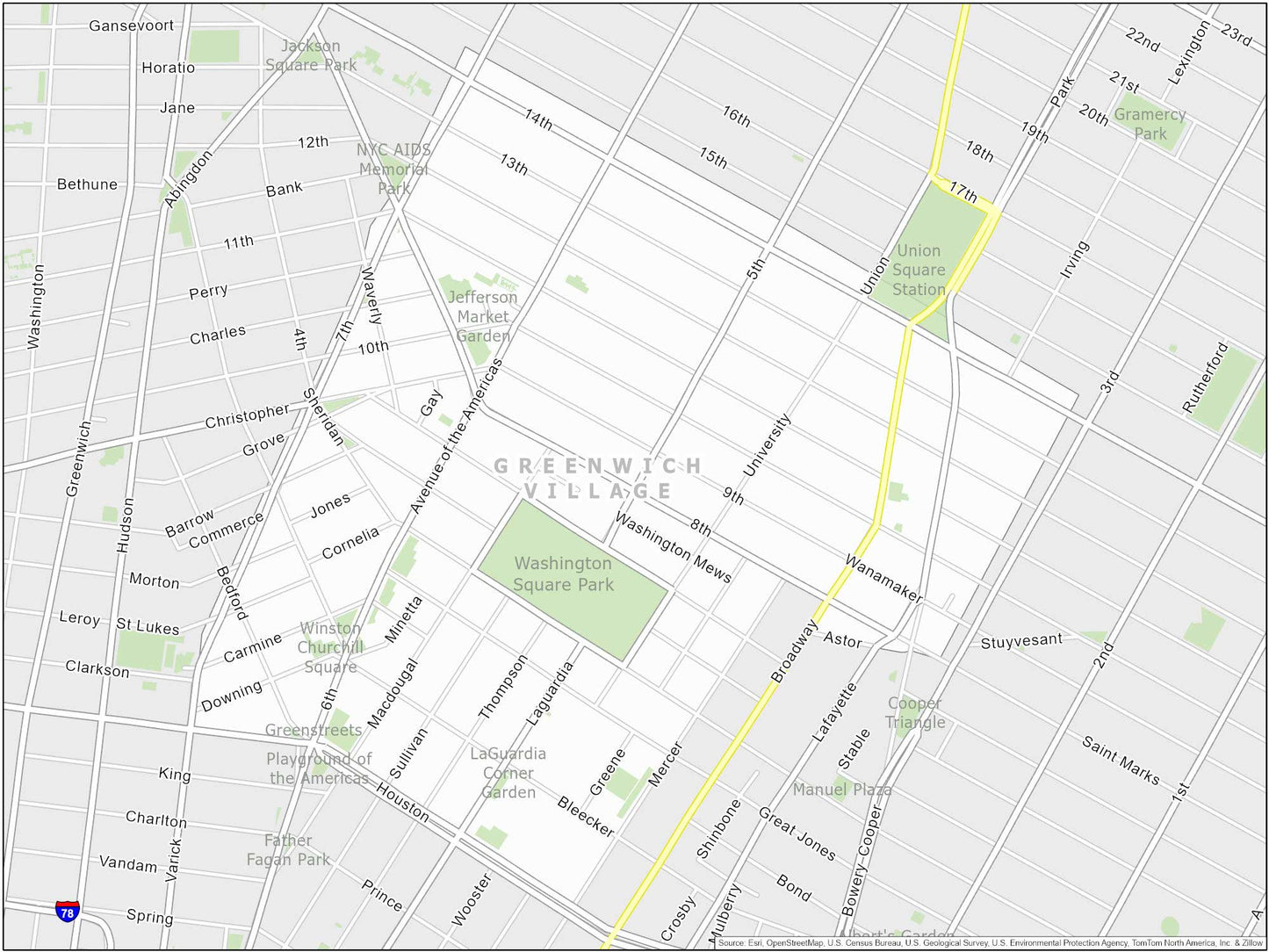 Nyc Greenwich Village Map Glossy Poster Picture Photo Print Banner  Booma Prints