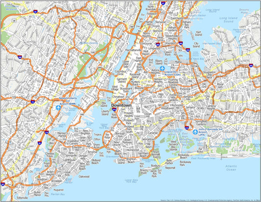 New York Nyc Us Neighborhood Map Glossy Poster Picture Photo Print Banner  Booma Prints