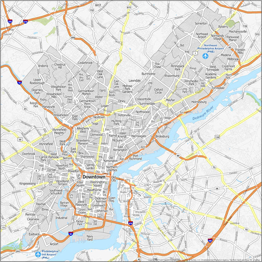 Philadelphia Neighborhood Map Glossy Poster Picture Photo Print Banner  Booma Prints
