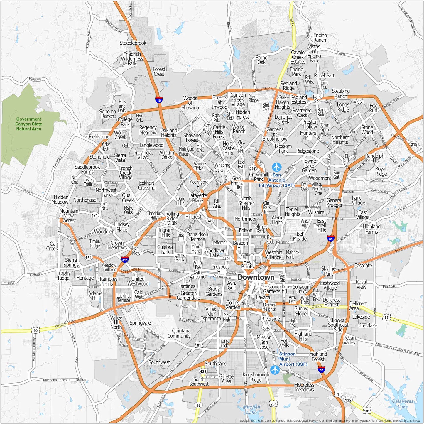 San Antonio Neighborhood Map Glossy Poster Picture Photo Print Banner  Booma Prints