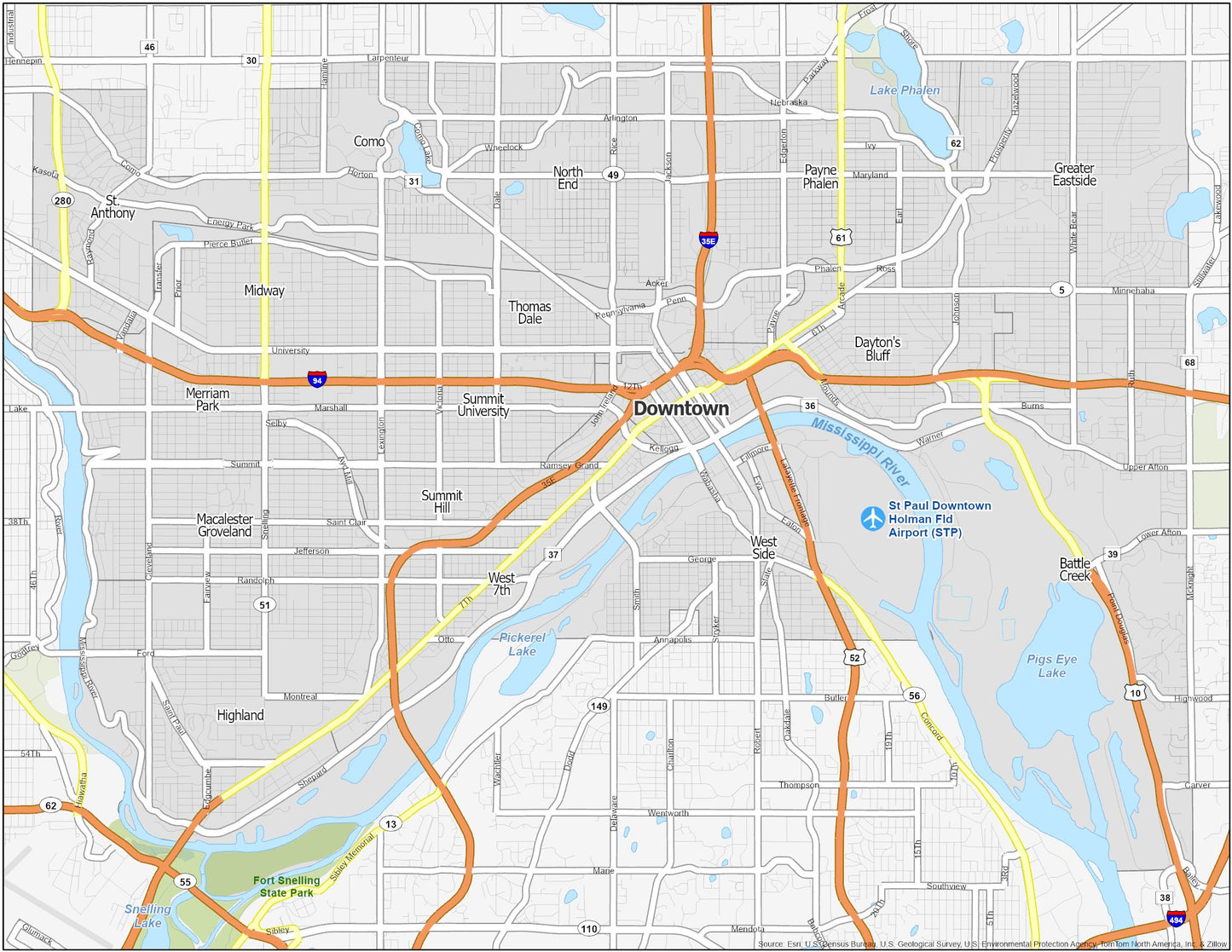St Paul Neighborhood Map Glossy Poster Picture Photo Print Banner  Booma Prints