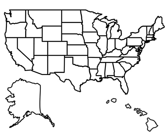 Usa State Outline Blank Map Glossy Poster Picture Photo Print Banner  Booma Prints