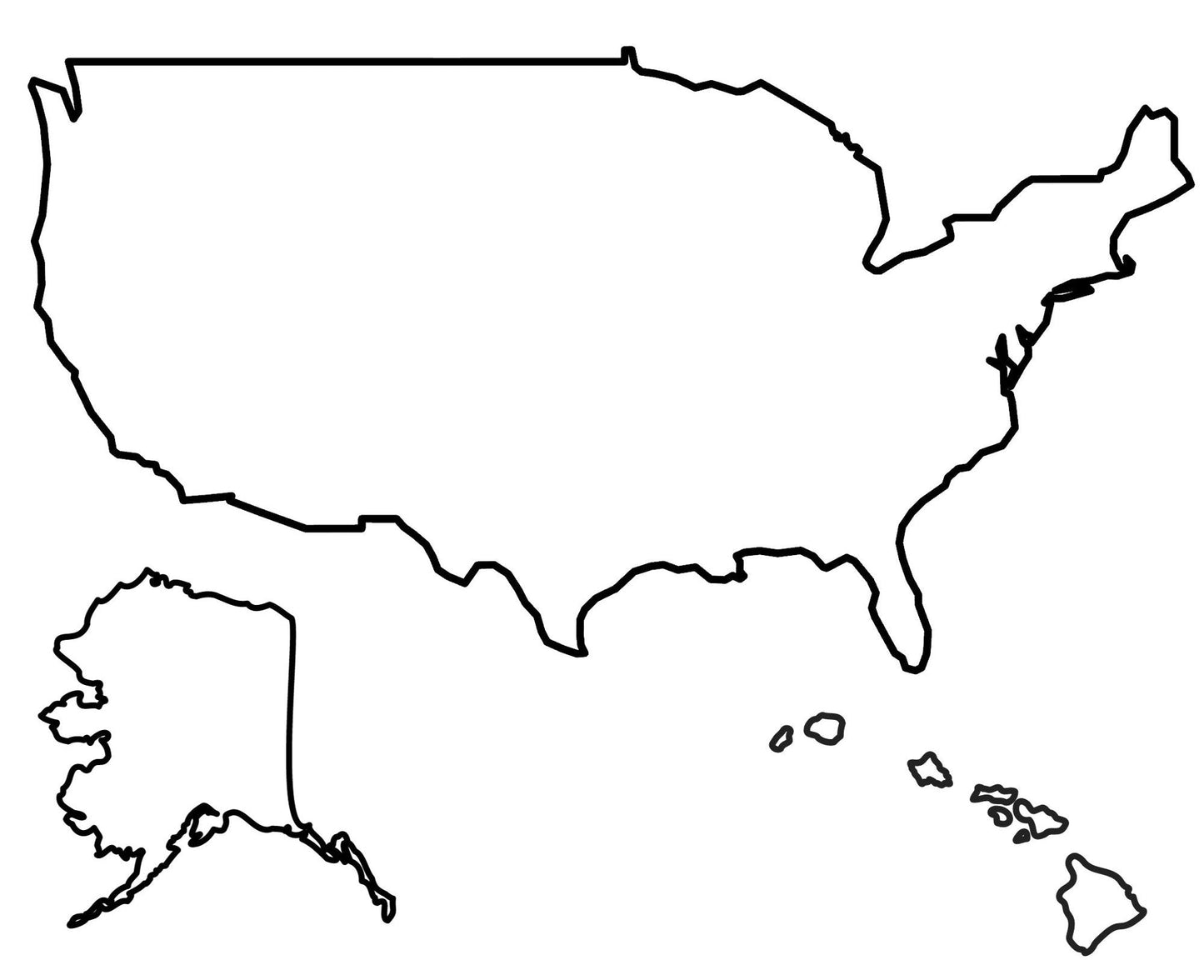 Usa Whole Country Blank Map Glossy Poster Picture Photo Print Banner  Booma Prints