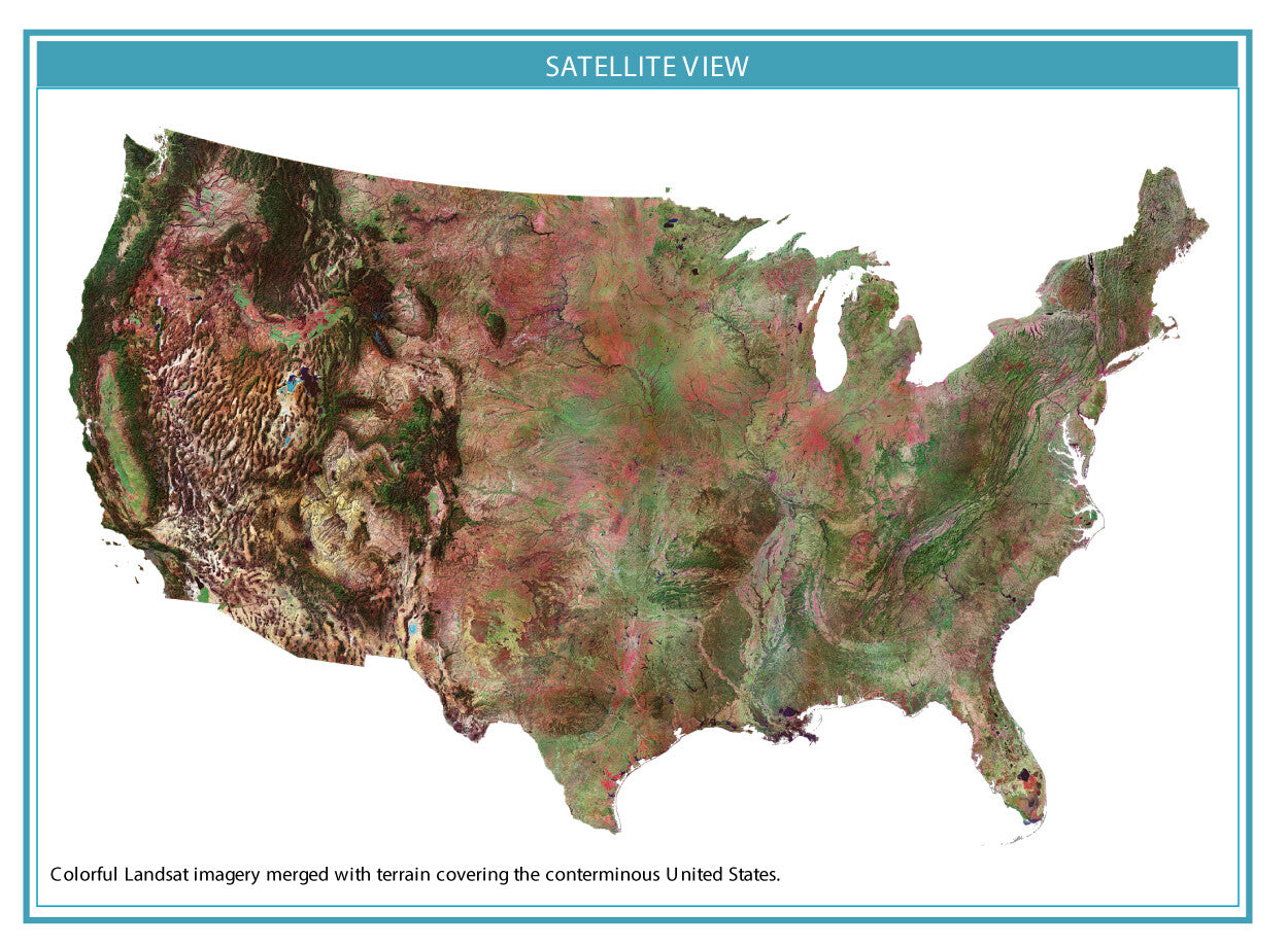 Usa Satellite Terrain Map Glossy Poster Picture Photo Print Banner  Booma Prints