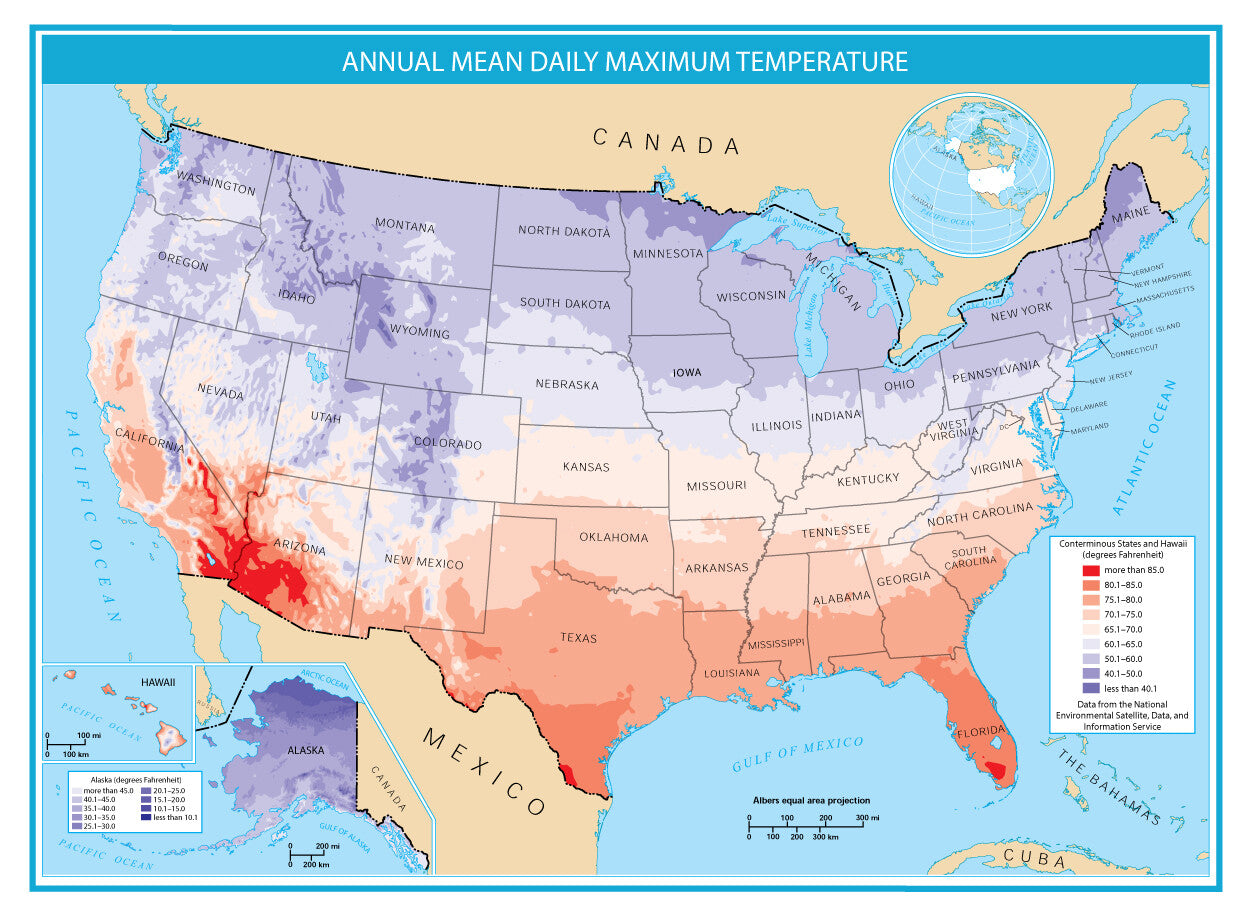 Usa Maximum Temperature Map Glossy Poster Picture Photo Print Banner  Booma Prints