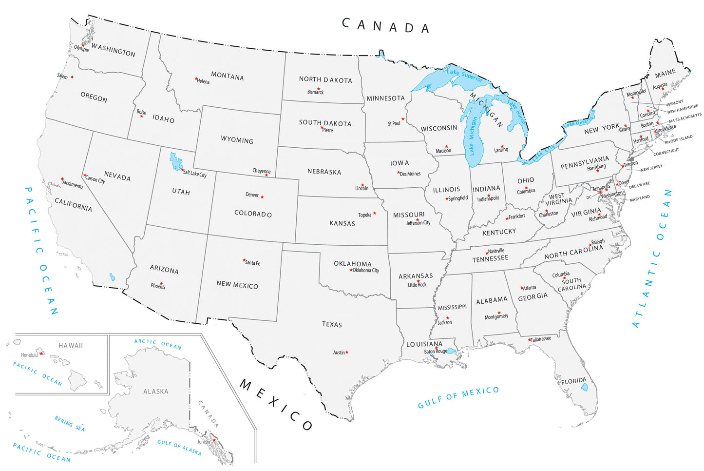 Us Usa State Capitals Map Glossy Poster Picture Photo Print Banner  Booma Prints