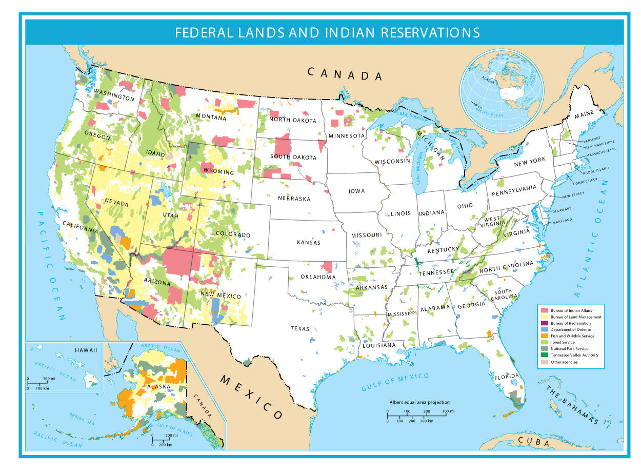 Usa Federal Lands Map Glossy Poster Picture Photo Print Banner  Booma Prints