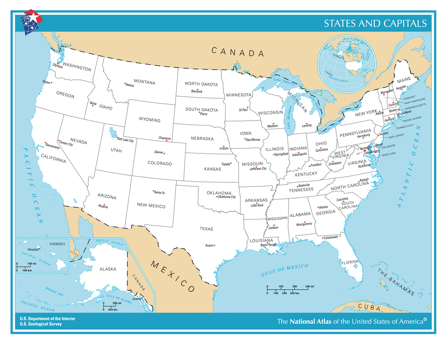 Usa Capitals State Capital Map Glossy Poster Picture Photo Print Banner  Booma Prints