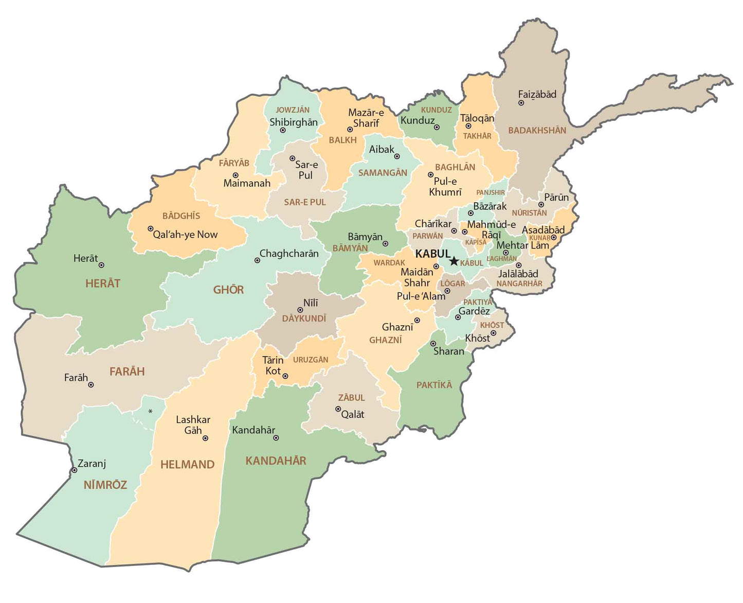 Afghanistan Province Map Glossy Poster Picture Photo Print Banner  Booma Prints