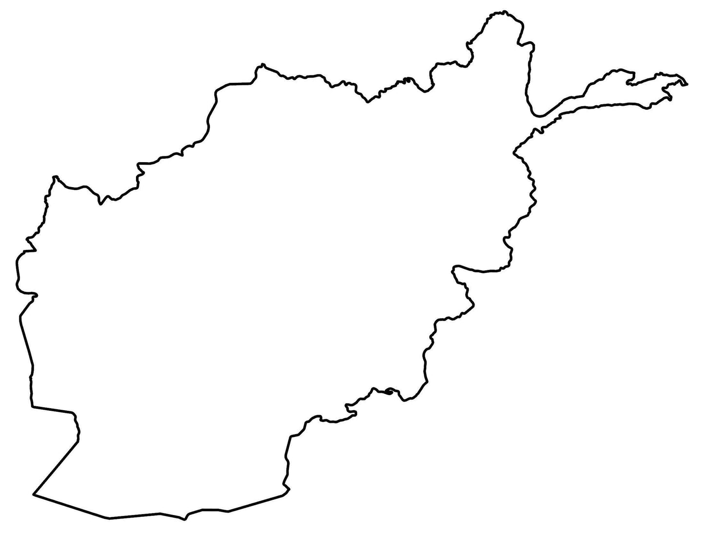 Afghanistan Blank Outline Map Glossy Poster Picture Photo Print Banner  Booma Prints