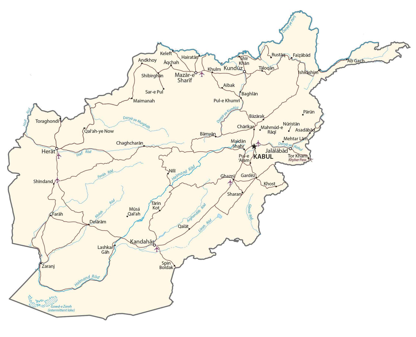 Afghanistan Road Map Glossy Poster Picture Photo Print Banner  Booma Prints