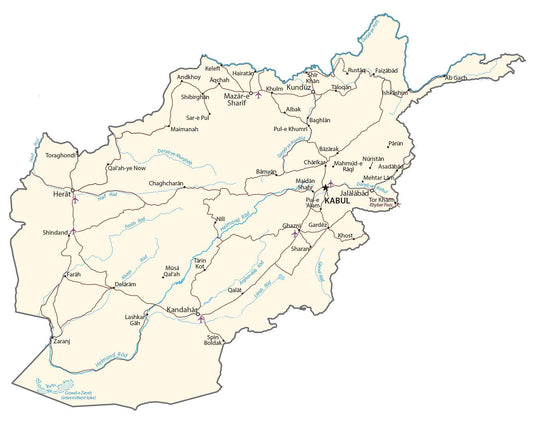 Afghanistan Road Map Glossy Poster Picture Photo Print Banner  Booma Prints