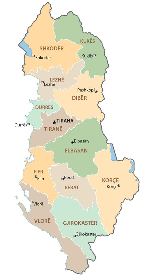 Albania Province Map Glossy Poster Picture Photo Print Banner  Booma Prints