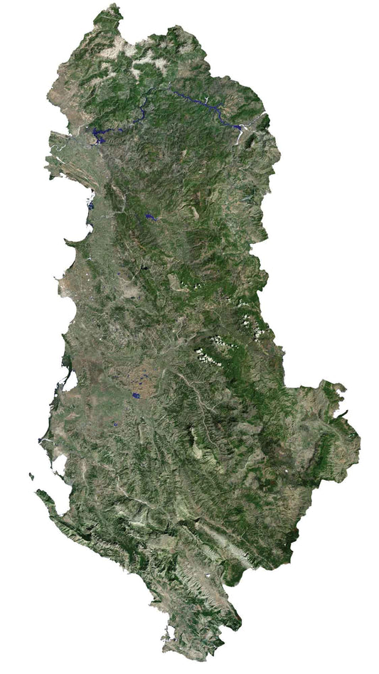 Albania Satellite Map Glossy Poster Picture Photo Print Banner  Booma Prints