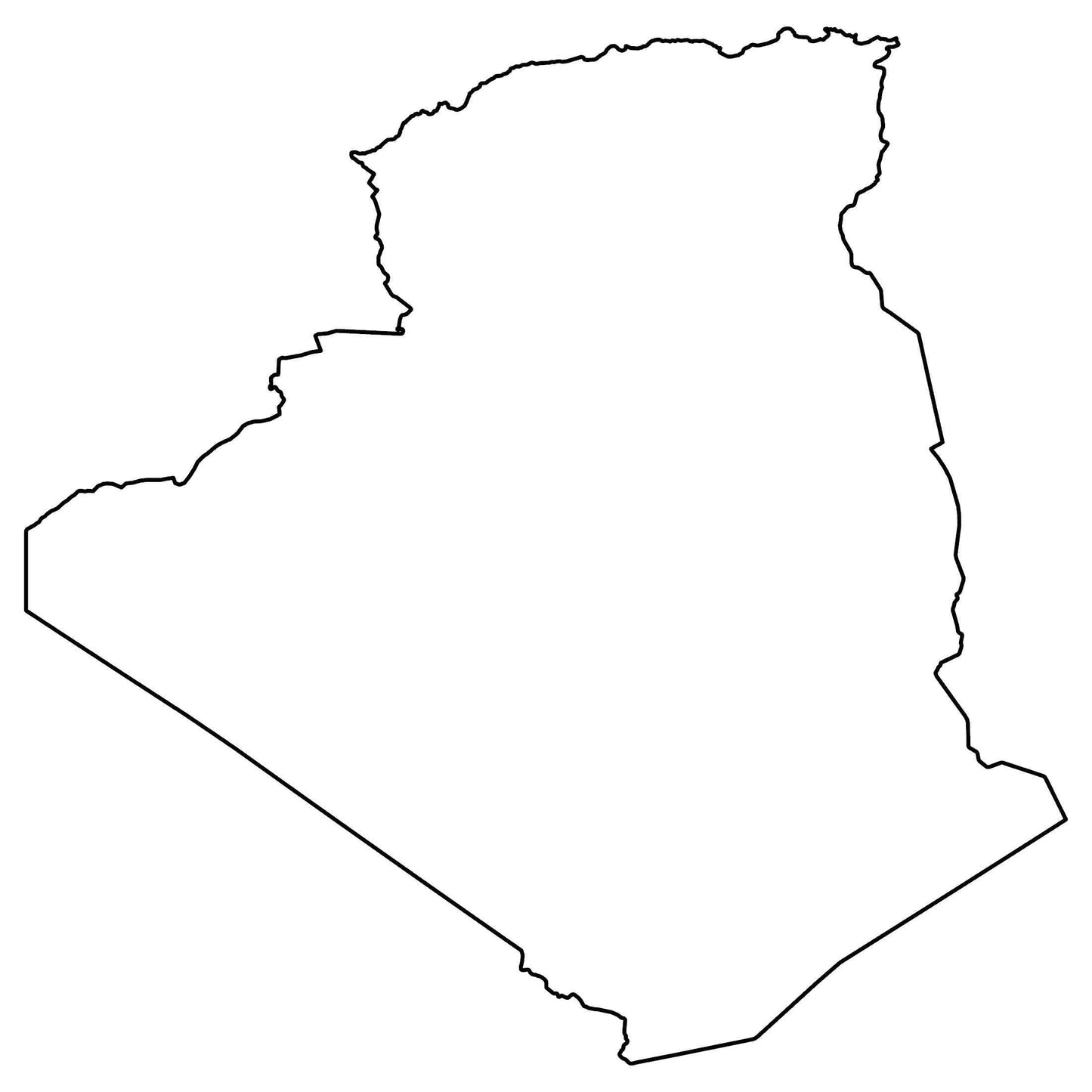 Algeria Blank Outline Map Glossy Poster Picture Photo Print Banner  Booma Prints