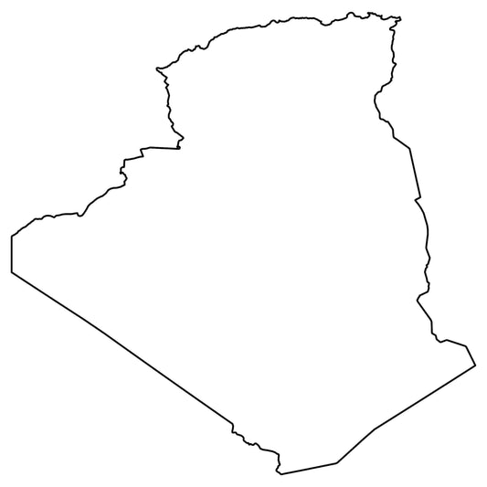 Algeria Blank Outline Map Glossy Poster Picture Photo Print Banner  Booma Prints