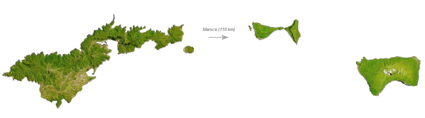 America Samoa Satellite Map Glossy Poster Picture Photo Print Banner  Booma Prints