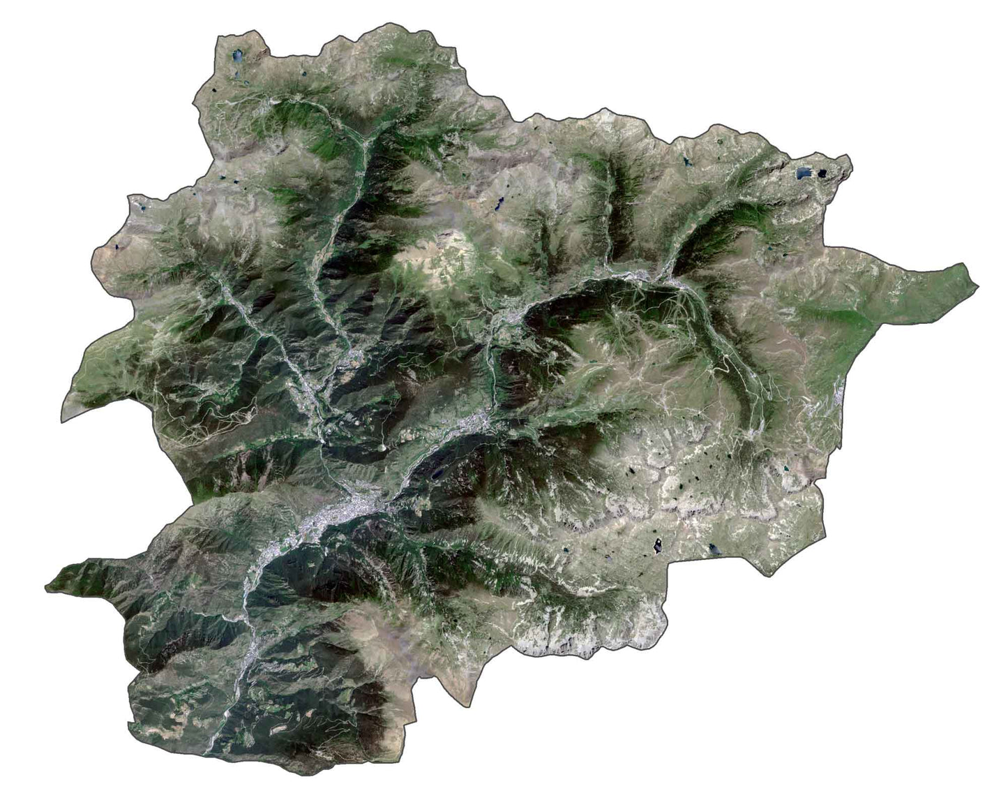 Andorra Satellite Map Glossy Poster Picture Photo Print Banner  Booma Prints