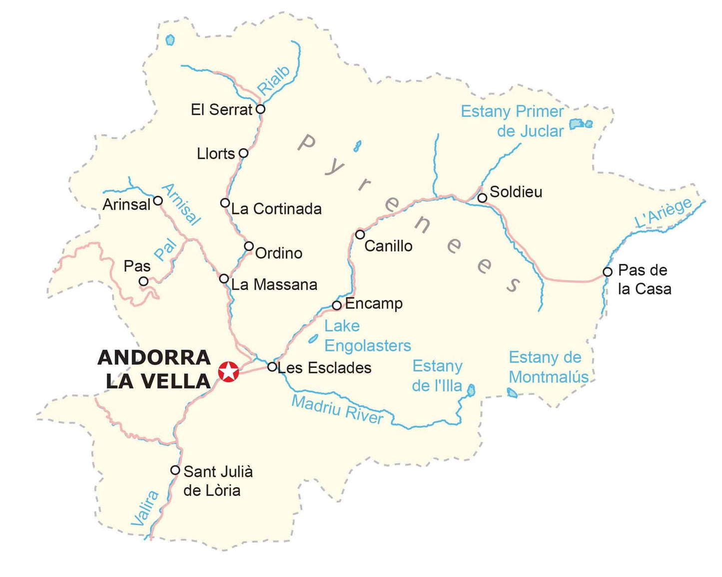 Andorra Road Map Glossy Poster Picture Photo Print Banner  Booma Prints