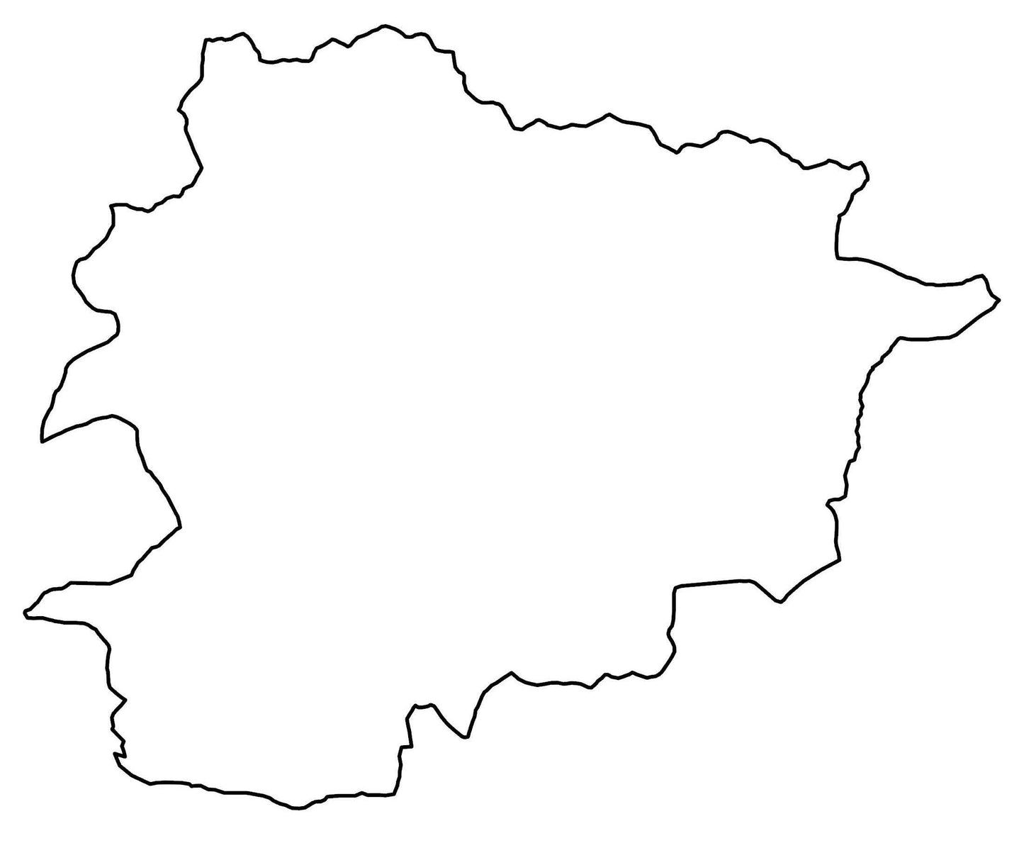 Andorra Blank Outline Map Glossy Poster Picture Photo Print Banner  Booma Prints