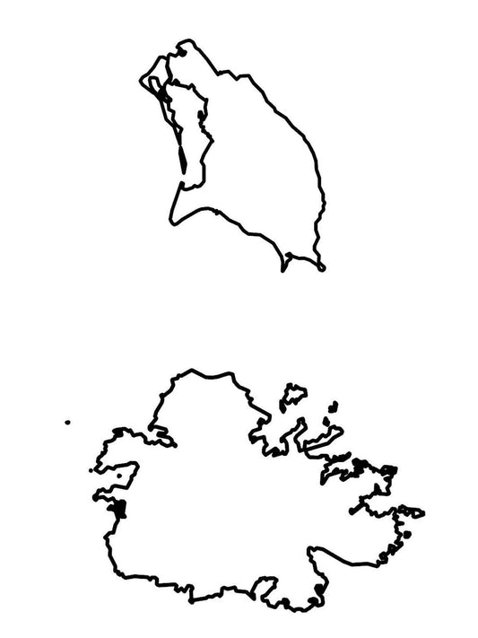 Antigua & Barbuda Outline Map Glossy Poster Picture Photo Print Banner  Booma Prints