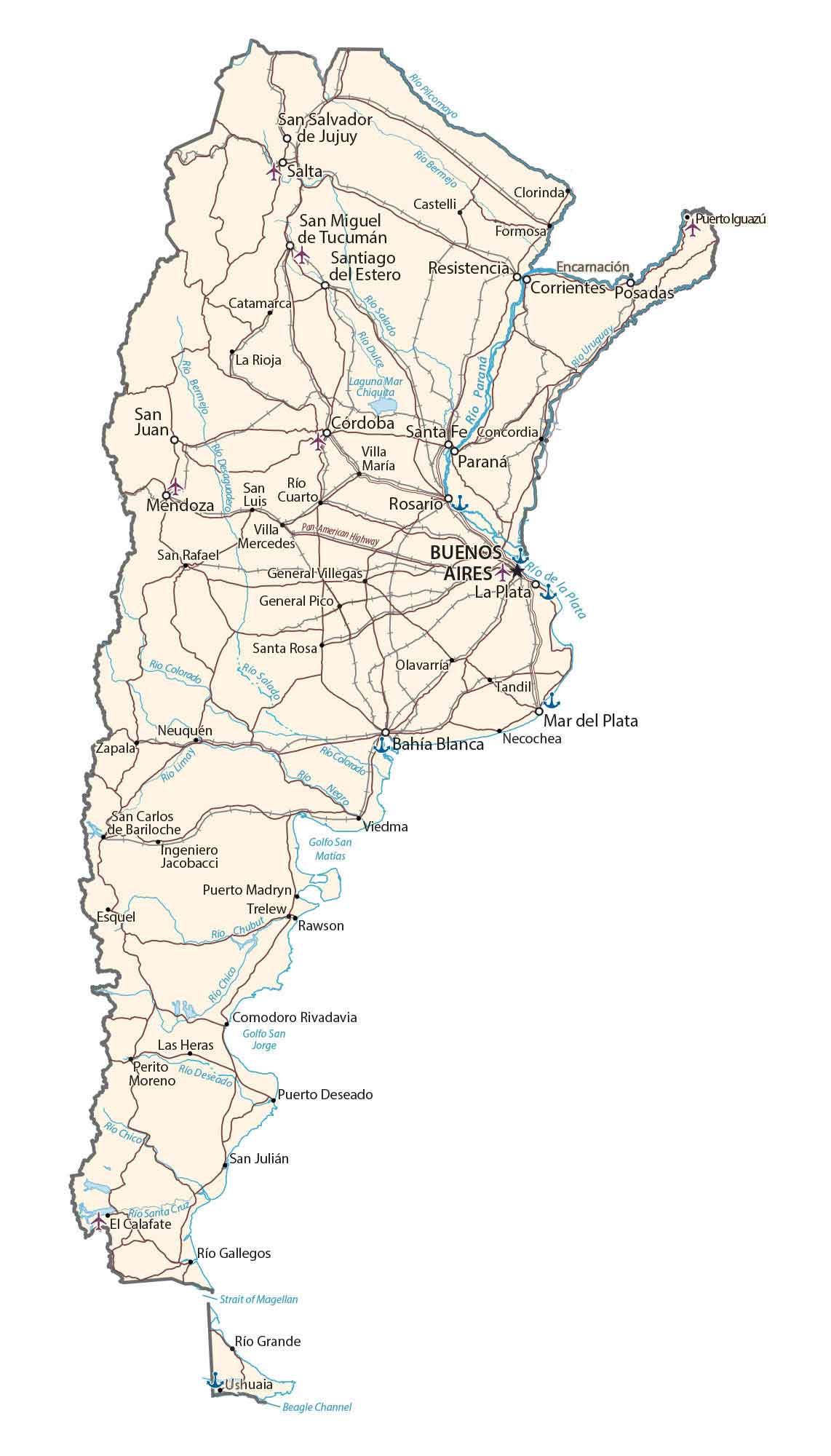 Argentina Road Map Glossy Poster Picture Photo Print Banner  Booma Prints
