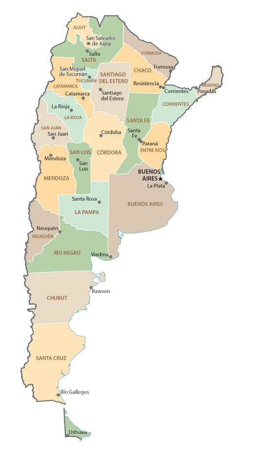Argentina Province Map Glossy Poster Picture Photo Print Banner  Booma Prints