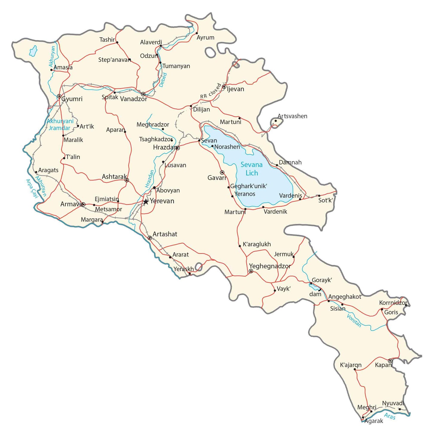 Armenia Road Map Glossy Poster Picture Photo Print Banner  Booma Prints