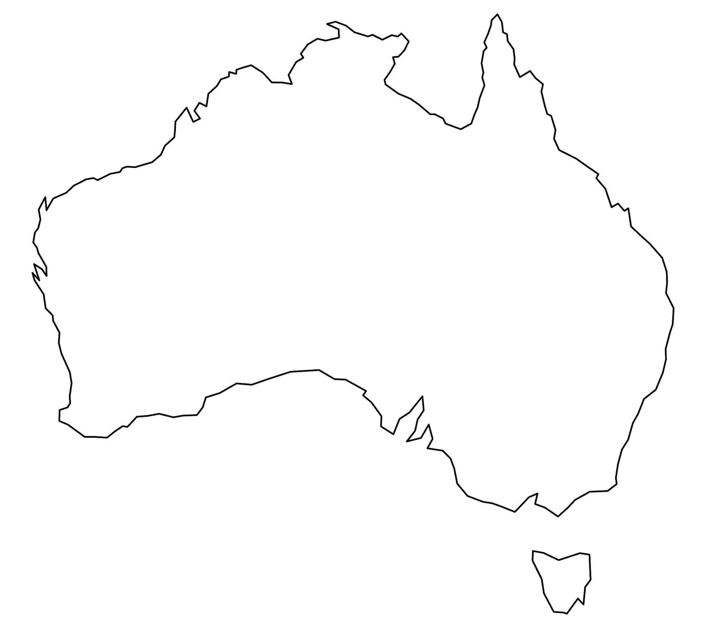 Australia Blank Outline Map Glossy Poster Picture Photo Print Banner  Booma Prints