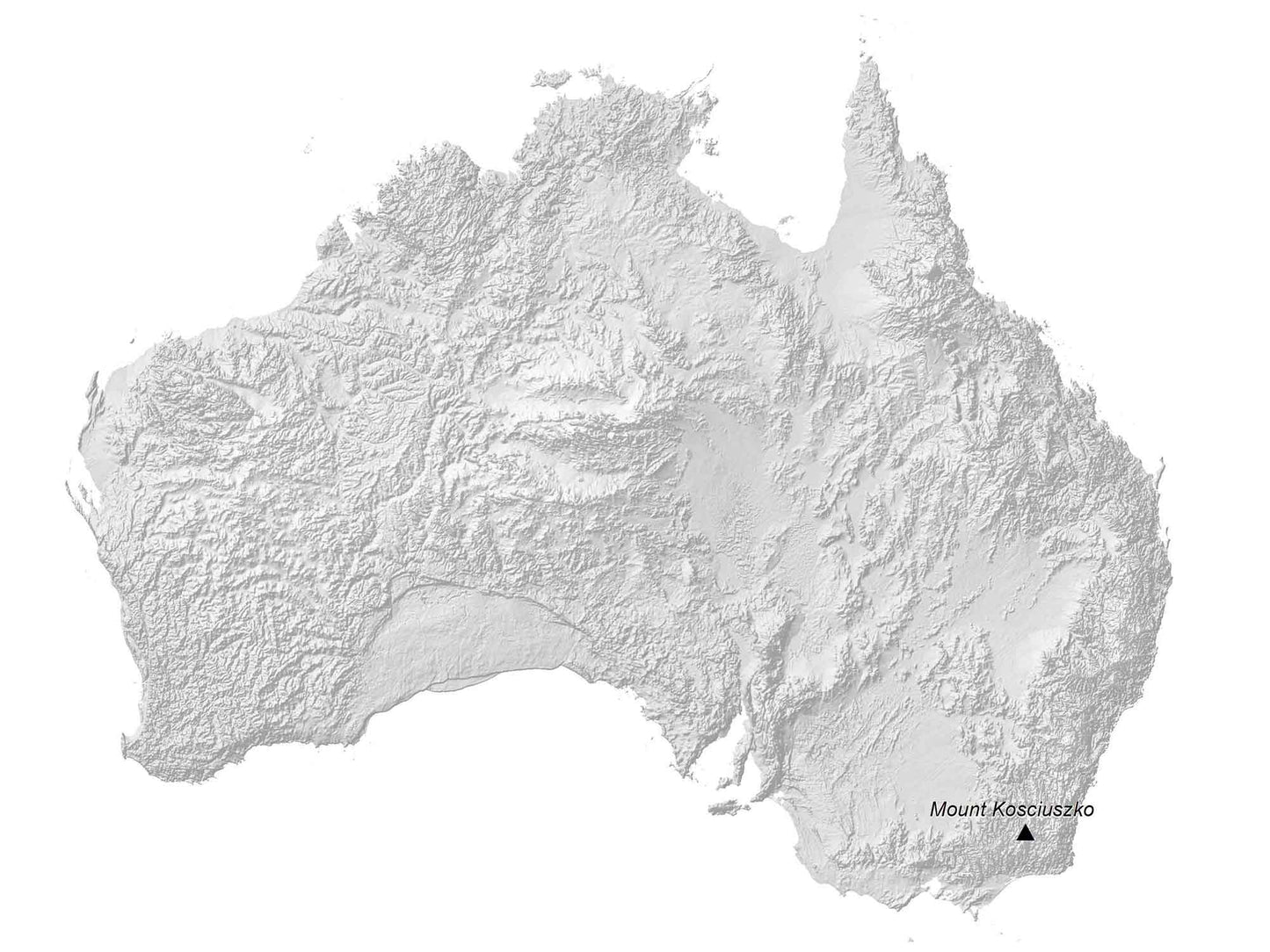Australia Hillshade Map Glossy Poster Picture Photo Print Banner  Booma Prints
