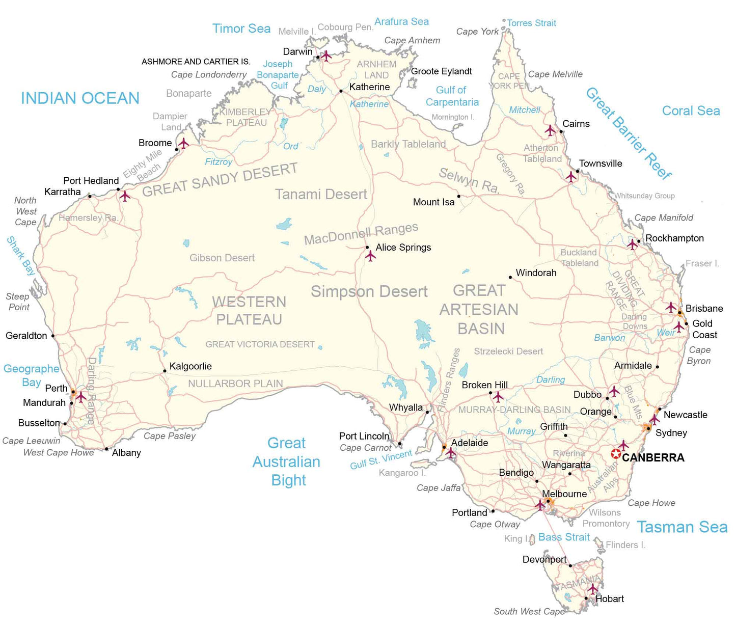 Australia Road Map Glossy Poster Picture Photo Print Banner  Booma Prints