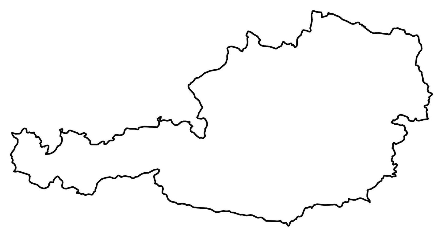 Austria Blank Outline Map Glossy Poster Picture Photo Print Banner  Booma Prints