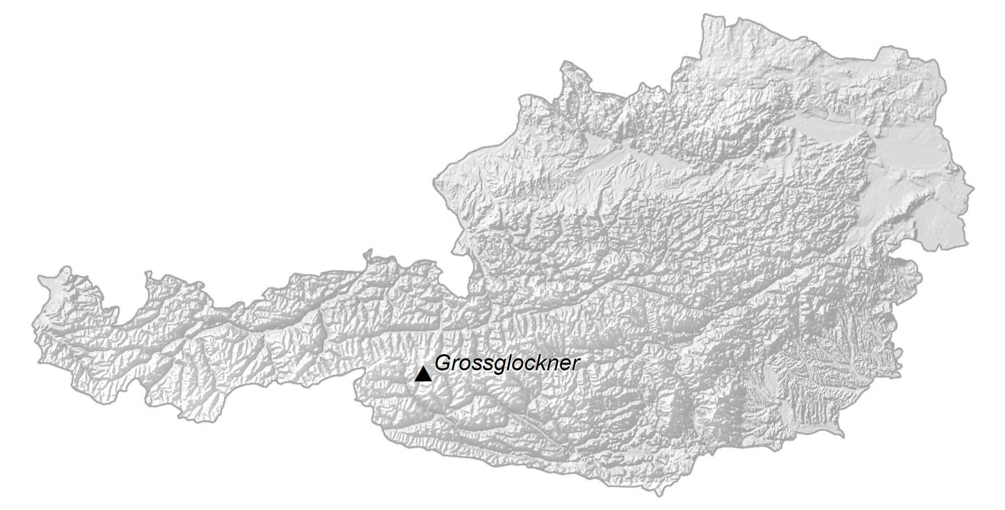 Austria Elevation Map Glossy Poster Picture Photo Print Banner  Booma Prints