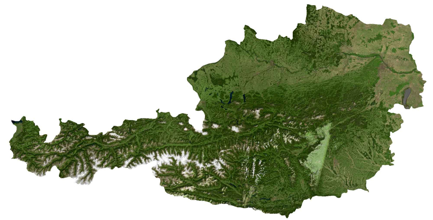 Austria Satellite Map Glossy Poster Picture Photo Print Banner  Booma Prints