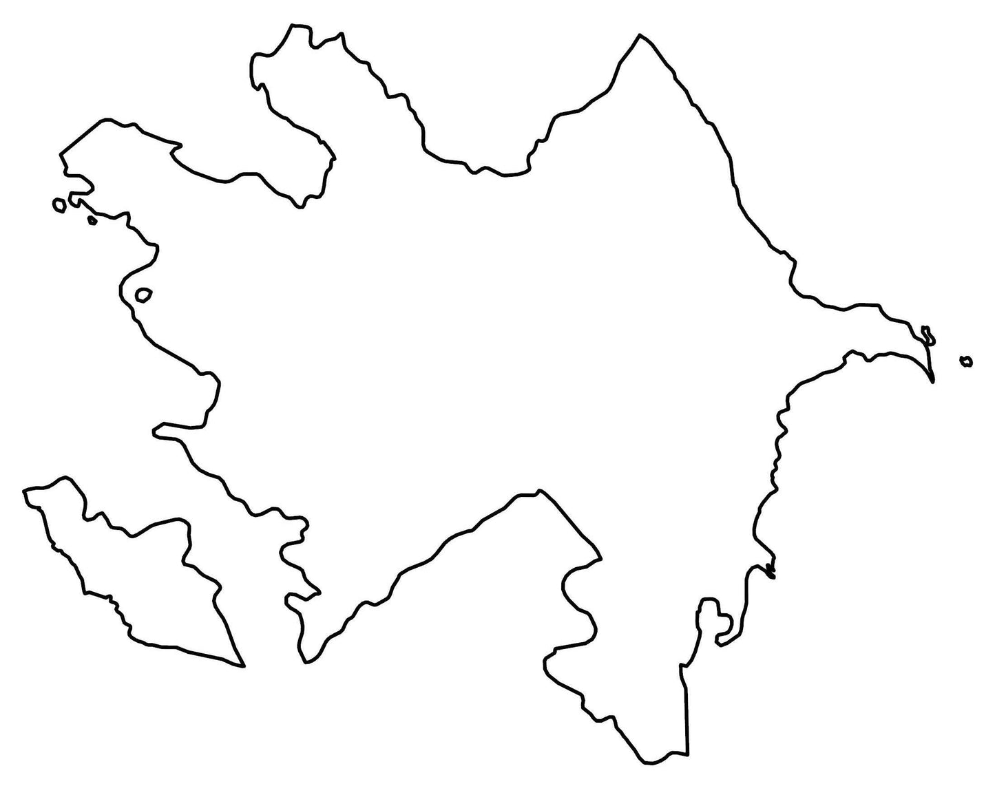 Azerbaijan Blank Outline Map Glossy Poster Picture Photo Print Banner  Booma Prints