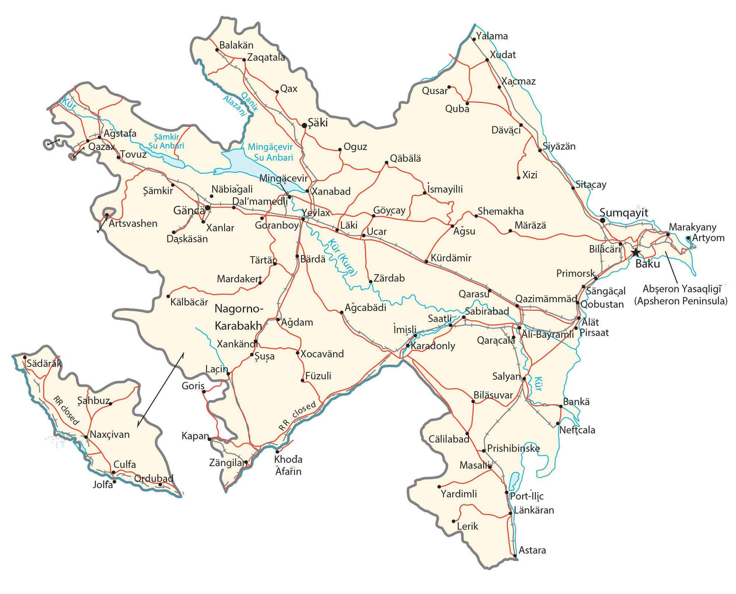 Azerbaijan Road Map Glossy Poster Picture Photo Print Banner  Booma Prints